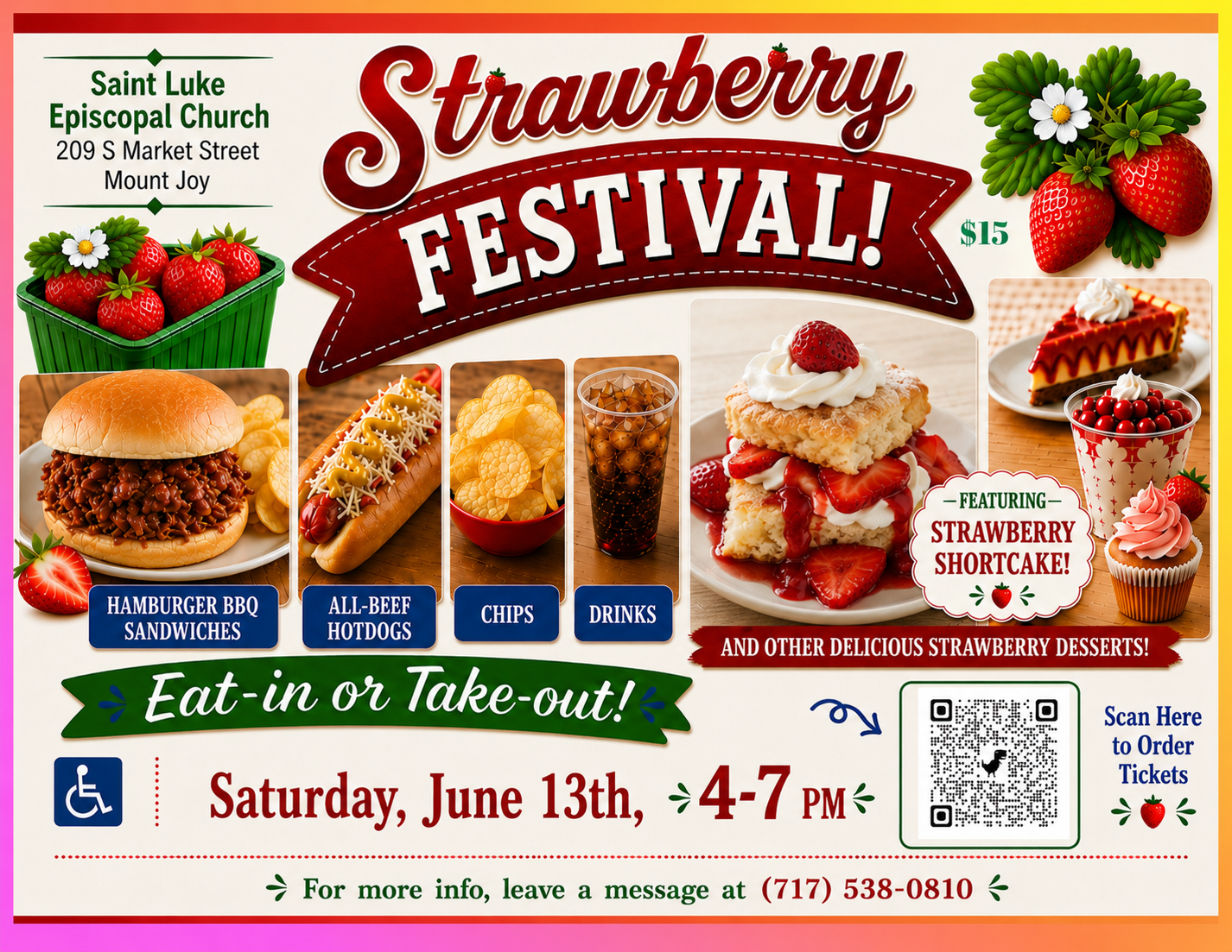 poster with photos of food available for sale