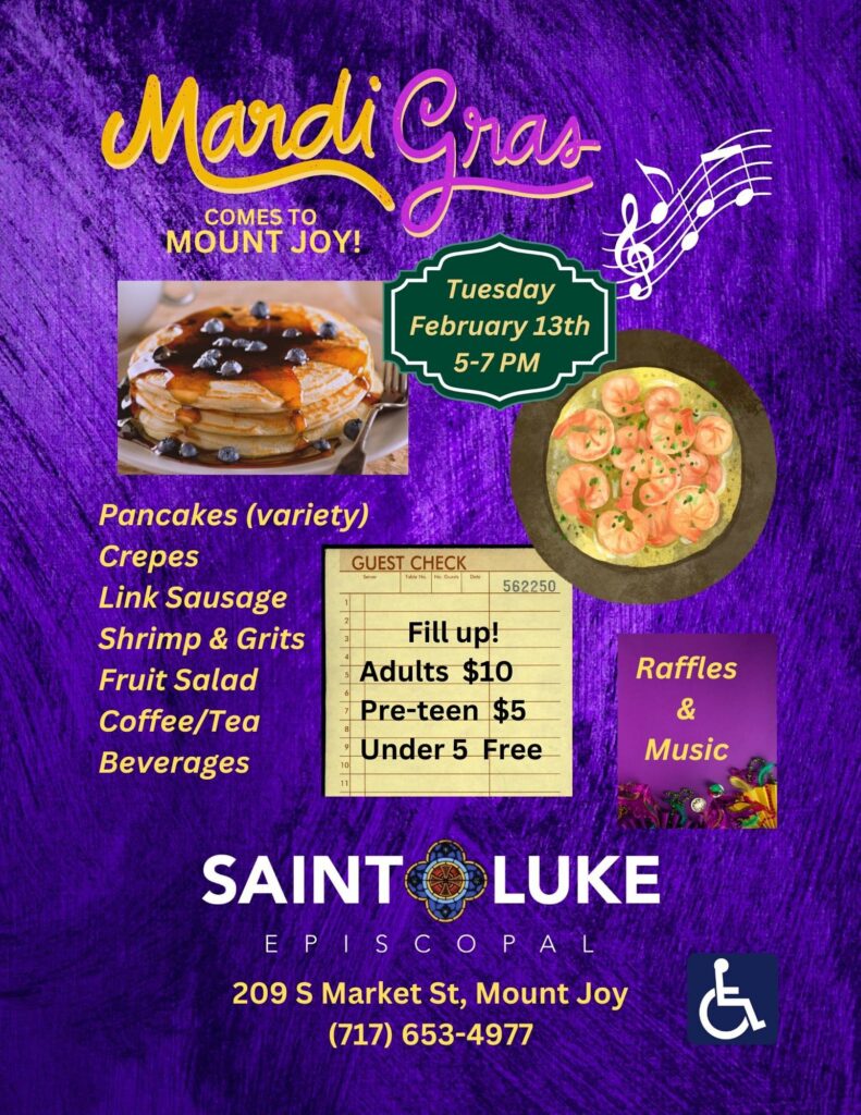 Mardi Gras Pancake Supper Celebration Saint Luke Episcopal Church